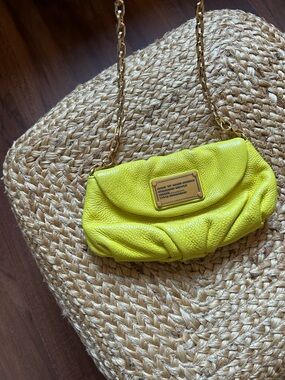 Marc by Marc Jacobs Neon Yellow Pebbled Leather Crossbody with Gold Chain